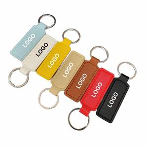 Promotional Gifts Leather <b>Key</b> <b>Holder</b> Ring Pu Leather <b>Key</b> Chain Custom Debossed Logo Pu Leather Keychain for Party Gift - Product Image 2