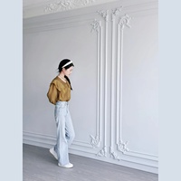 JMZ35 Moulure d'angle de plafond sculptée en PU haute densité, légère, sans fissures, rosette décorative intérieure européenne