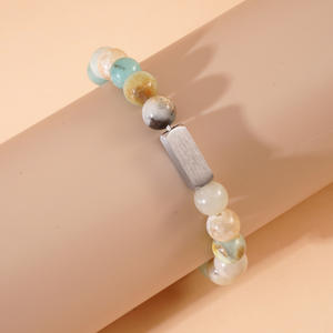 Bracelet en perles de <span class=keywords><strong>pierre</strong></span> naturelle gravées en acier inoxydable personnalisé avec <span class=keywords><strong>nom</strong></span> gravé au laser Bracelet de pierres précieuses pour un usage quotidien Vente en gros - Product Image 4