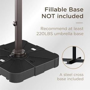 Sombrilla de Patio de Aluminio Negra de 9X12 Pies con Doble Toldo Impermeable Resistente al Viento con Inclinación Giratoria de 360 Grados para Sombrilla en Voladizo - Product Image 4