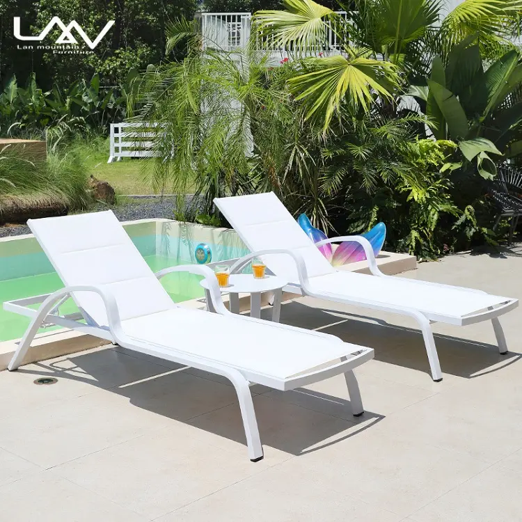Silla reclinable moderna para exteriores, silla reclinable de lujo para hotel, piscina de aluminio, muebles de sol