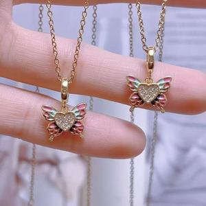 Collar <span class=keywords><strong>de</strong></span> Ratón <span class=keywords><strong>de</strong></span> la Suerte con Cristal <span class=keywords><strong>de</strong></span> Corazón que Simboliza el Amor y la Dulce Fortuna, Colgante con Personalización Disponible - Product Image 3