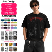 T-shirt Boxy Vintage Délavé OEM ODM, Col à Clous Métalliques, Graphisme Bande Métallique Noire, Tee-shirt Court Streetwear, Impression Logo Personnalisée