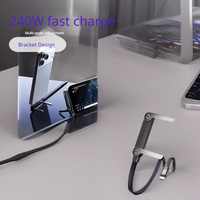 Câble USB A vers Type C 18W, C vers C 240W 2 en 1, coudé à 90 degrés, charge rapide, tressé en nylon avec support rotatif pour appareils portables