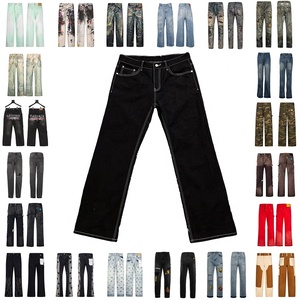 Jeans de Mezclilla Negros para <span class=keywords><strong>Hombre</strong></span>, Diseño OEM ODM, Costuras Blancas en Contraste, Corte Recto, Ajuste Regular, Estilo Casual Urbano - Product Image 1