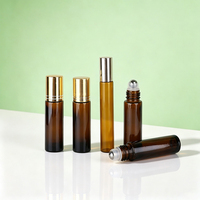 Flacons roll-on en verre transparent, noir, ambre, rouge, bleu, translucide, or, argent, avec opercule métallique, 10ml, 5ml, 15ml