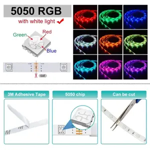5050 RGB 5vLEDストリップUSB10m 5m 3m 2mリモコン付きTVバックライト室内装飾LEDライトスマートLEDストリップライト