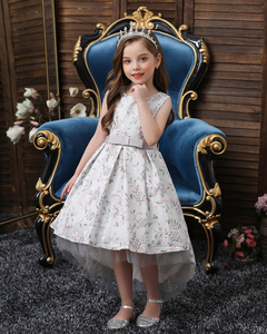 Noble princesse élégante fleur fille longue queue fille robe de mariage personnalisée robe de soirée enfant de mode robe de soir - Product Image 2