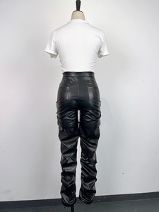 <span class=keywords><strong>Pantaloni</strong></span> in pelle sintetica svasati a vita alta da <span class=keywords><strong>donna</strong></span> <span class=keywords><strong>pantaloni</strong></span> Skinny traspiranti di nuovo Design Casual per l'ecopelle Sexy di alta qualità invernale - Product Image 2