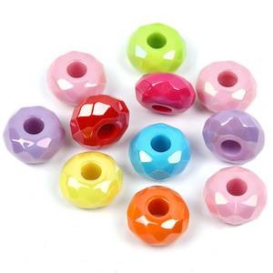 2025 Factory 14 MM Solid Translucent Color Acrylic <b>Large</b> Hole Flat Round Plastic Wheel Spacer <b>Beads</b> For Jewelry Making - Product Image 2