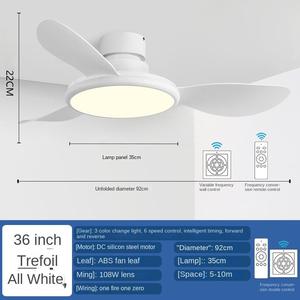 Ventilador de Techo Moderno de Metal de 52 Pulgadas con Lámpara LED, 5 Aspas, Control Remoto de 6 Velocidades, Motor de CC Silencioso para el Hogar - Product Image 3