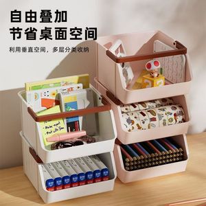 Stackable Plastic Storage <b>Bins</b> With Large Opening For Office Tea Coffee Snacks Organizer Desktop Drawer Organizer White - Product Image 3