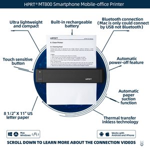 <span class=keywords><strong>Hprt</strong></span> <span class=keywords><strong>MT800</strong></span> Mini imprimante portable intelligente prend en charge le <span class=keywords><strong>papier</strong></span> de format A4 normal - Product Image 4