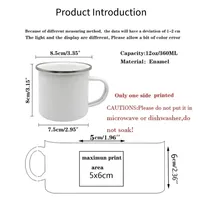 Tasse à café en émail personnalisable avec logo 330 ml, tasse à lait, boisson, bureau, eau, avec poignée personnalisée