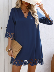 European and American style <b>dress</b> 2026 spring and summer new products holiday floral half-sleeved A-line skirt - Product Image 5