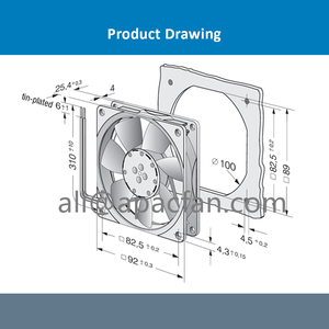 ebmpapst 3414NGH 9cm 9225 <b>24V</b> DC 3W 0.13A 94m3/h 3000rpm Ball Bearing <b>Inverter</b> Axial Cooling Fan - Product Image 4