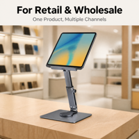 Support de tablette réglable en aluminium, rotation à 360 degrés, hauteur réglable, support d'ordinateur portable ventilé, base pivotante, support de bureau