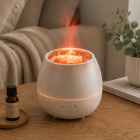 Diffuseur d'arômes d'huiles essentielles 180 ml avec sel de l'Himalaya, flamme réaliste, minuterie et brume nano, réglage du parfum pour la maison