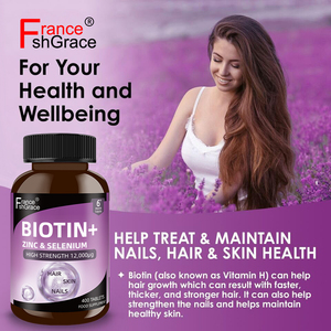Fabricant de compléments nutraceutiques à base de biotine, zinc et sélénium pour la santé des cheveux, de la peau et des ongles, 400 comprimés de biotine, zinc et sélénium - Product Image 4