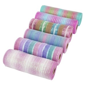 Midi prezzo all'ingrosso di fabbrica vacanza giorno di pasqua nastro decorativo a rete gradiente metallico 10 pollici Deco <span class=keywords><strong>Poly</strong></span> <span class=keywords><strong>Mesh</strong></span> Rolls per ghirlanda - Product Image 1