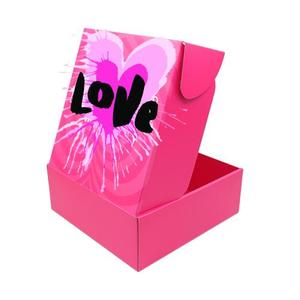 Scatola di Carta Rosa Brillante Personalizzata con Stampa a <span class=keywords><strong>Cuore</strong></span>, Scatola Pieghevole in Cartone Ondulato per Spedizioni e Confezioni Regalo - Product Image 1