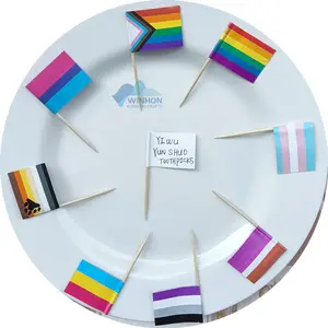定制彩虹设计促销派对酒吧纸杯蛋糕礼帽鸡尾酒LGBT蛋糕牙签旗