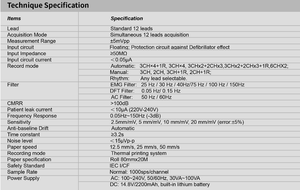 Appareil ECG 12 pistes WEC-03B avec écran tactile 5 pouces et interprétation automatique, avec mémoire USB/SD et batterie rechargeable - Product Image 5