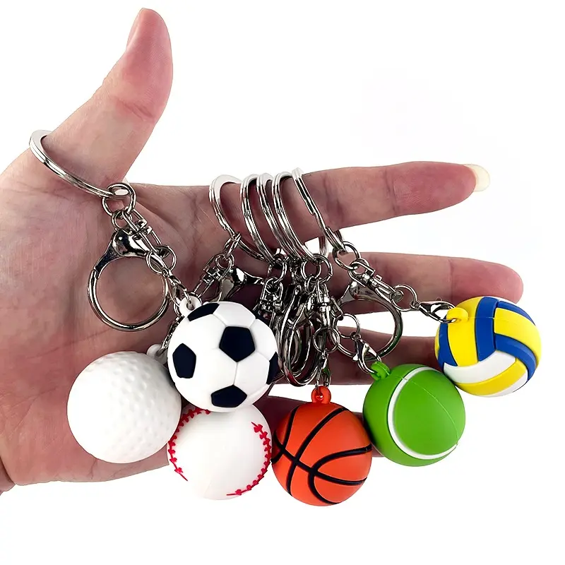 مخصص من المصنعين شعار مخصص كرات مطاطية pvc 3D keyrings أصحاب المفاتيح سلاسل المفاتيح الناعمة المخصصة بالجملة