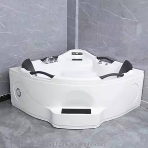 Banheira de Hidromassagem com Massagem de Ar para Banho de Imersão Moderna de Pedra Artificial Autônoma para Spa de Canto para Família - Product Image 5