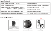 Lampu LED Luar Ruangan AC85-265V DC12V IP54 dengan Sensor Gerak dan Sensor Kehadiran (Sensor PIR) untuk Pemasangan di Permukaan