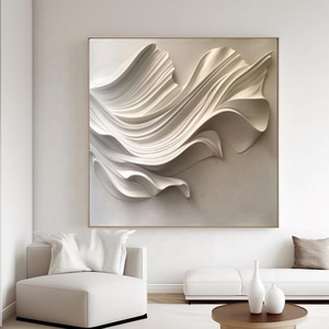 Hiện đại tối giản trừu tượng 3D kết cấu gỗ khắc đen trắng dọc tường lớn treo điêu khắc nghệ thuật nghệ thuật trang trí cho khách sạn - Product Image 4