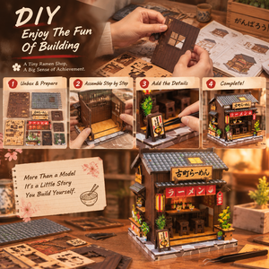 Kits de maisons miniatures DIY, Magasin de ramen japonais, Puzzles 3D en bois pour adultes, Kits de niches à livres DIY, Jouet à insérer dans une étagère - Product Image 6