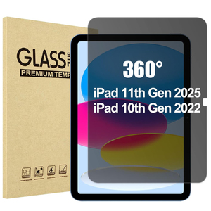 360 °   Protection d'écran anti-espion pour <span class=keywords><strong>iPad</strong></span> 11e génération (A16) 2025 11 pouces / 10e génération 10,9 pouces 2022, film en verre trempé anti-espion à 4 voies - Product Image 1