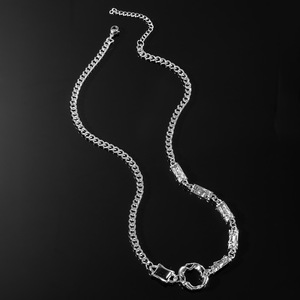 Irregular Design Blackstone <b>Titanium</b> Steel <b>Ring</b> Splicing Necklace Tanjing - Product Image 1