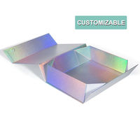 Boîtes d'expédition en papier laser irisé imprimées sur mesure, boîtes cadeaux holographiques pour vêtements, accessoires de mode, cosmétiques