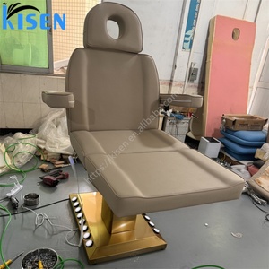 KISEN Luxurious Salon Massage Table and Chair Set Modern 4 Motors Gold Base Electric Hydraulic Facial Beauty <b>Bed</b> Massage SPA <b>Bed</b> - Product Image 4