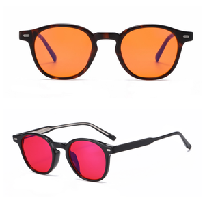 Gafas Ópticas <span class=keywords><strong>Vogue</strong></span> 2026 con Armazón Redondo de TR90 y Acetato, <span class=keywords><strong>Lentes</strong></span> Rojo Anaranjado, Bloqueador de Luz Azul - Product Image 1