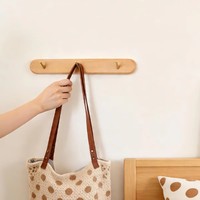 Crochets muraux décoratifs en bois de hêtre et laiton de style nordique moderne, organisateur de vêtements, porte-serviettes pour entrée, crochets muraux en bois