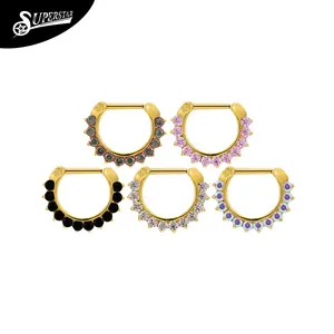 Superstar G23 titane D goujon de nez goupille en acier avec accessoires en cuivre réglage de la broche 11 blanc rond zircon PVD piercing bijoux