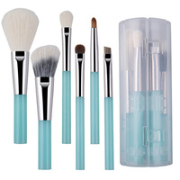 Kit de 6 pinceaux de maquillage professionnels portables pour le visage et les yeux, poils synthétiques de haute qualité, fond de teint, poudre, fard à paupières, eye-liner