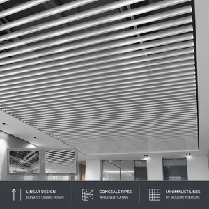 Plafond suspendu en aluminium durable en forme de V, à gouttes d'eau, pour la rénovation intérieure moderne - Product Image 3