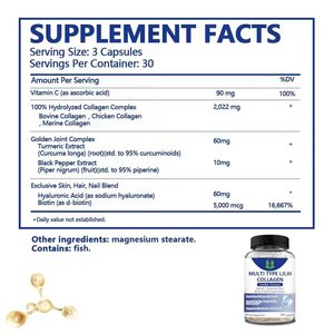 OEM ODM Acide Hyaluronique Multi Collagène Complexe Capsules Vitamine C Extrait de Curcuma pour Soutient la Santé des Os Pilules de Collagène - Product Image 2