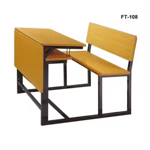 Conjunto de Silla y Escritorio Escolar Doble de Diseño Moderno y Simple, Muebles para Aula Hechos de MDF y Acero, 750 mm de Altura, 3 Años de Garantía, Uso Comercial - Product Image 2