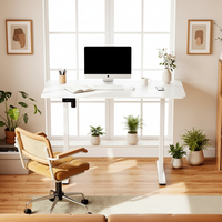 Bureau de travail commercial PRORIALS, bureau d'étude réglable en hauteur, design moderne, bureau de jeu assis-debout, structure en fer durable, capacité de 60 kg