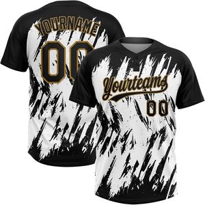 Maillot de baseball personnalisé noir, blanc et or, sublimé, anti-humidité, unisexe, pour adulte, uniforme de sport de softball, nom et numéro brodés - Product Image 1