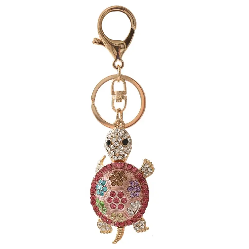 Thời trang Rhinestone rùa Keychain dễ thương động vật rùa tinh thể kim loại mặt dây chuyền phụ nữ túi Xe móc chìa khóa Keyring Khóa Phụ Kiện