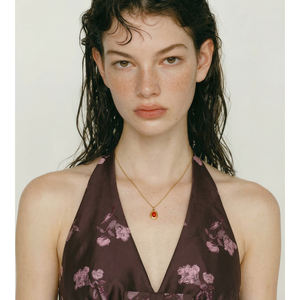 JINYOU 2142 Collar de <span class=keywords><strong>Cadena</strong></span> Fina de Acero Inoxidable con Colgante Ovalado de Piedra Natural Ojo de Tigre para Venta al por Mayor - Product Image 2