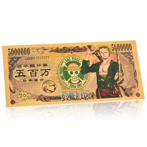 10 neue, einteilige Gedenk-Goldfolien-Plastikbanknoten mit Luffy und Shanks – Sammlerstück - Product Image 1