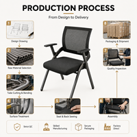 Chaise de formation pliable moderne en tissu maillé avec tablette d'écriture rabattable pour bureau, conférence, salle de classe, séminaire