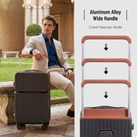Valise multifonction à prix d'usine, 20 pouces, ouverture frontale, compartiment pour ordinateur portable, chargeur USB, porte-gobelet